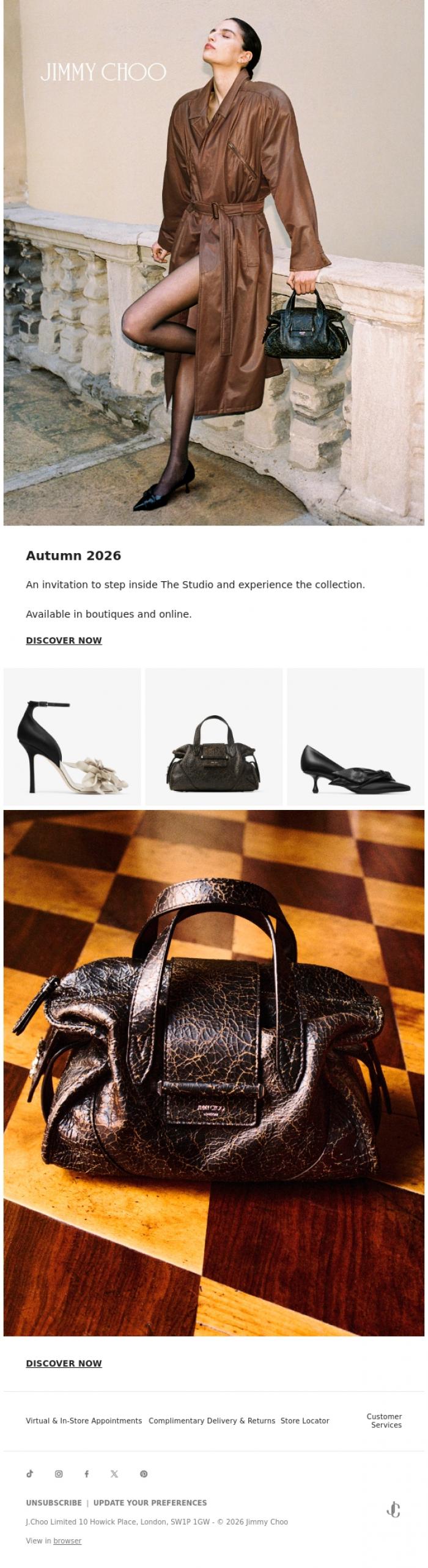 Email Design Inspiration from Jimmy Choo, Introducing Autumn 2026