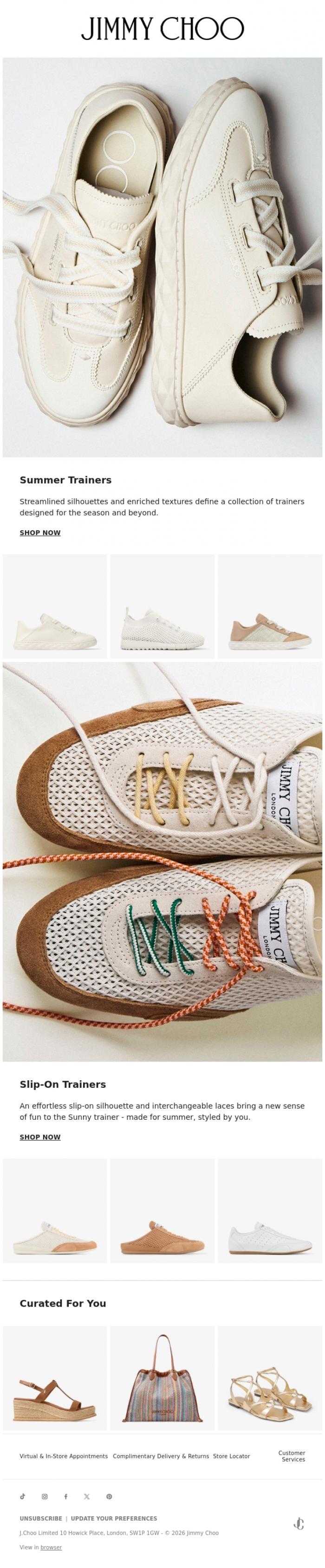 Email Design Inspiration from Jimmy Choo, Summer Trainers