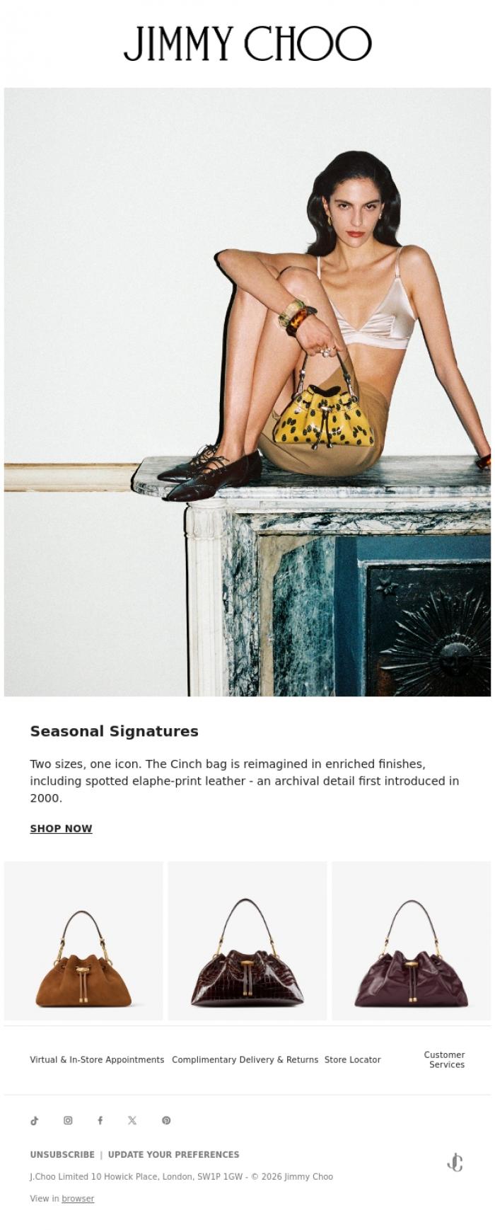 Email Design Inspiration from Jimmy Choo, Seasonal Signatures: The Cinch