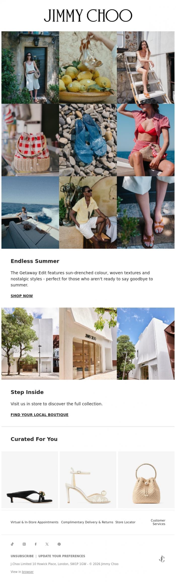 Email Design Inspiration from Jimmy Choo, Endless Summer