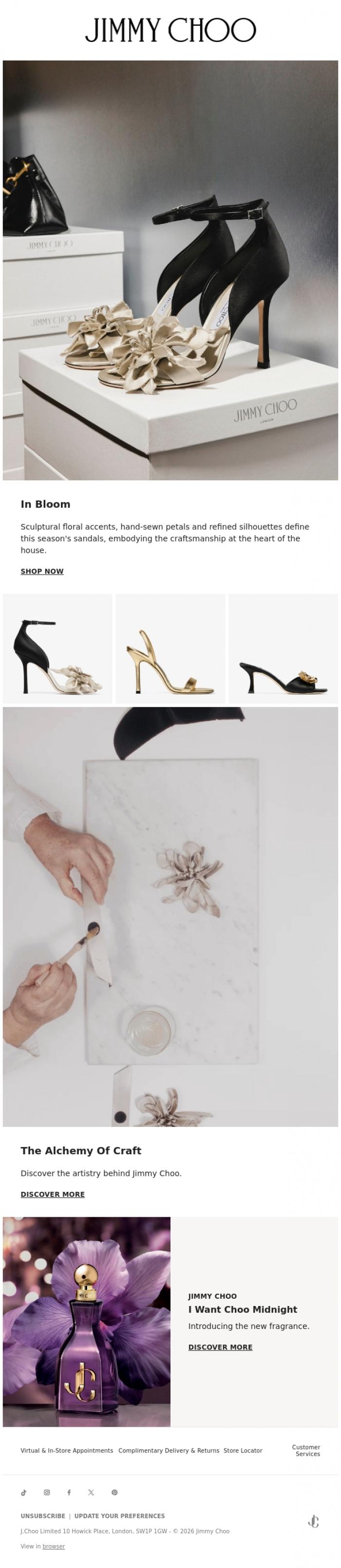 Email Design Inspiration from Jimmy Choo, In Bloom: Floral Sandals