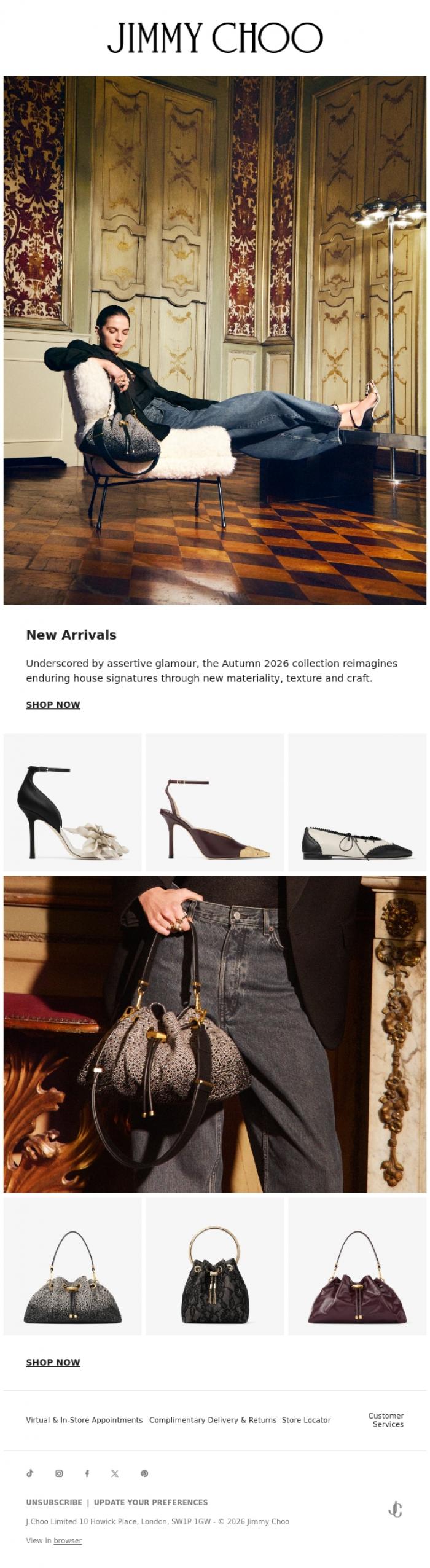 Email Design Inspiration from Jimmy Choo, New Arrivals