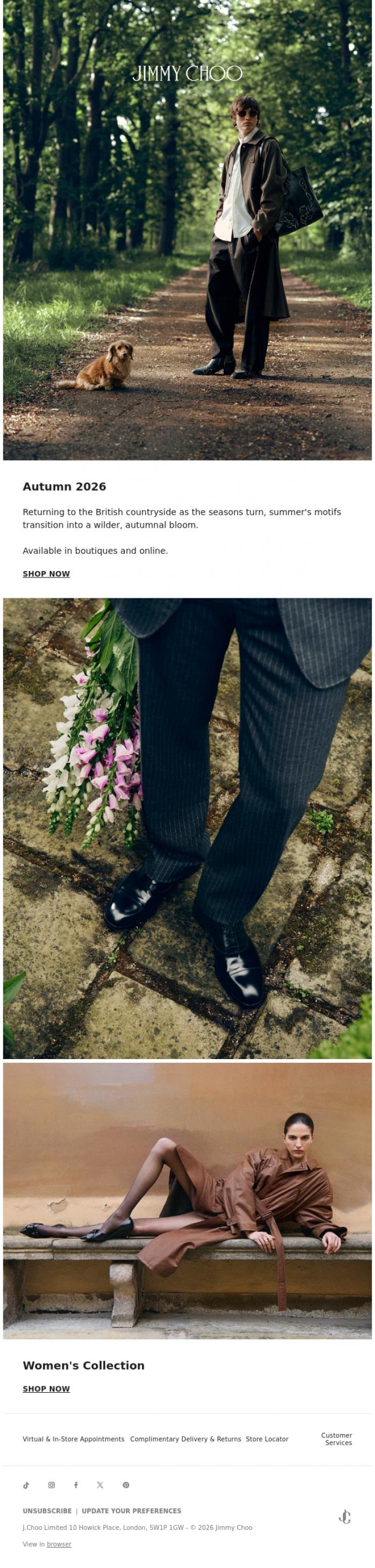 Email Design Inspiration from Jimmy Choo, Introducing Men's Autumn 2026