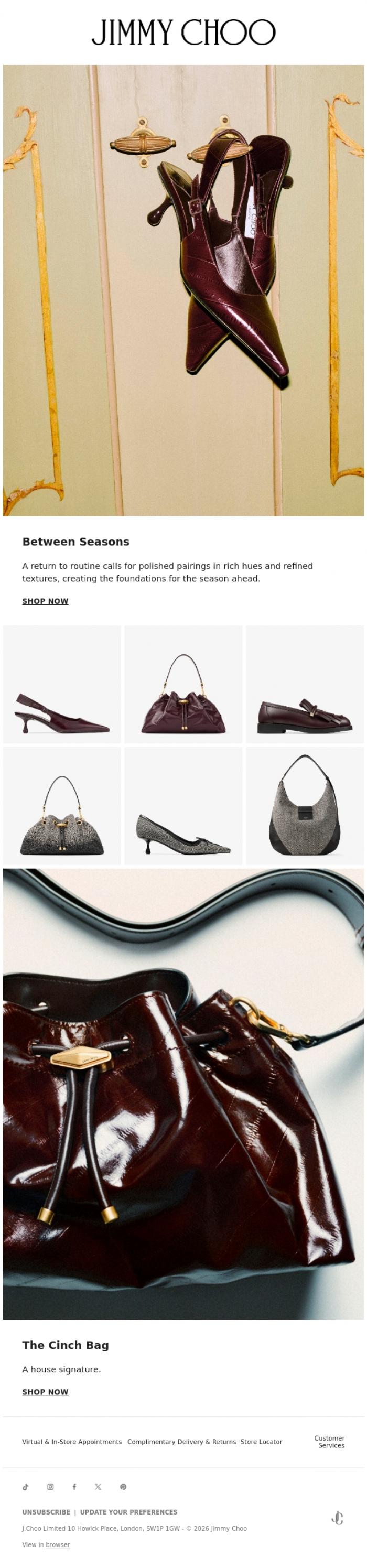 Email Design Inspiration from Jimmy Choo, New Arrivals: Between Seasons