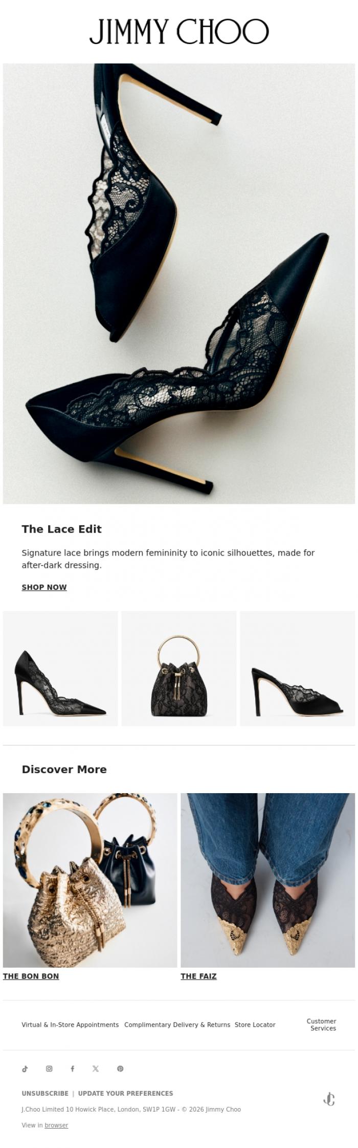 Email Design Inspiration from Jimmy Choo, The Lace Edit