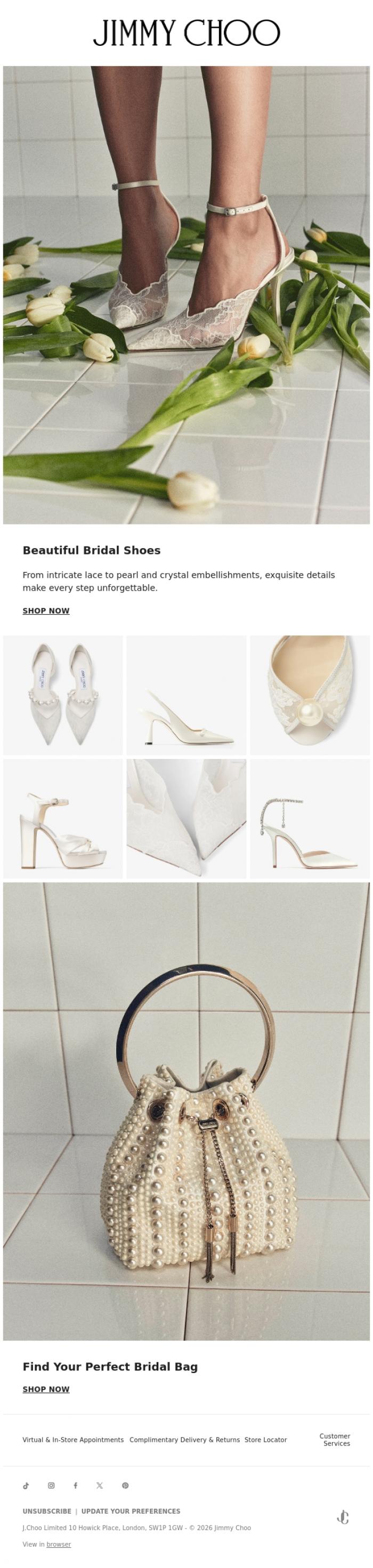 Email Design Inspiration from Jimmy Choo, Beautiful Bridal Shoes