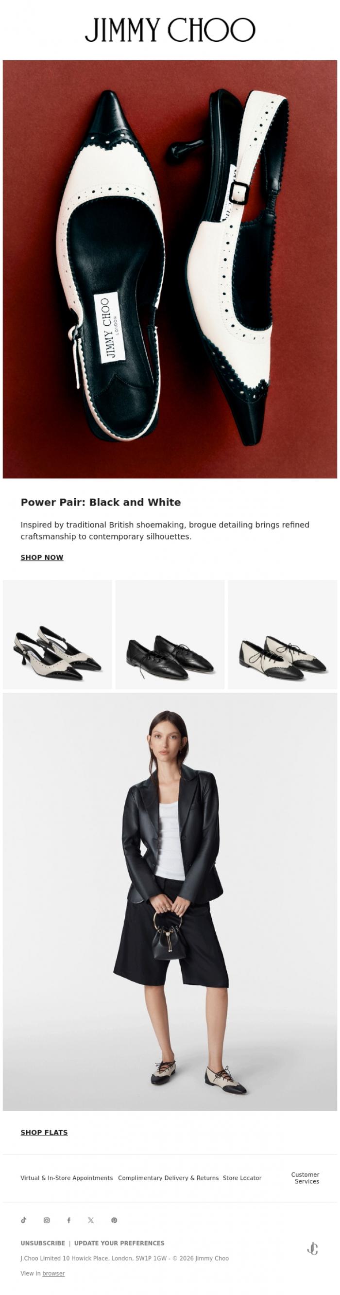 Email Design Inspiration from Jimmy Choo, Power Pair: Black and White