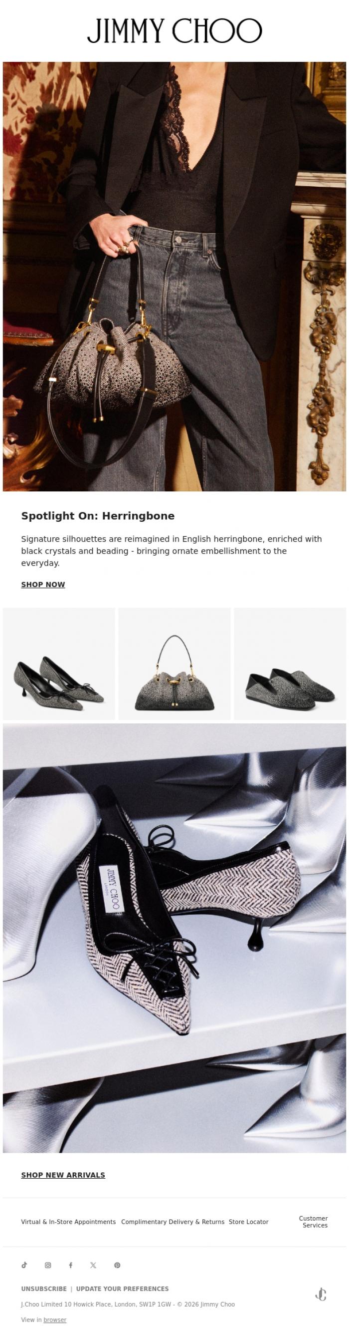 Email Design Inspiration from Jimmy Choo, Spotlight On: Herringbone