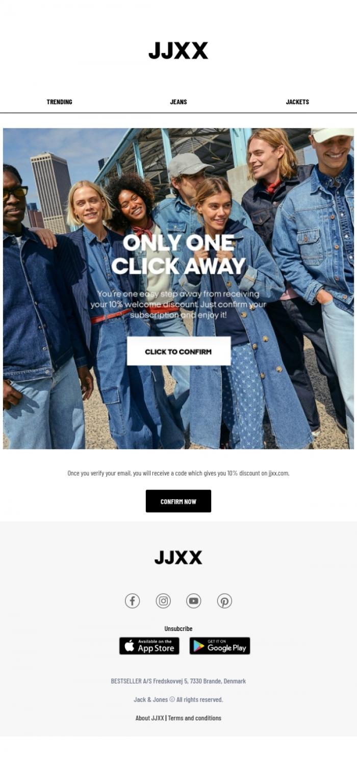 Email Design Inspiration from JJXX, JJXX Customer Club Verification E-mail