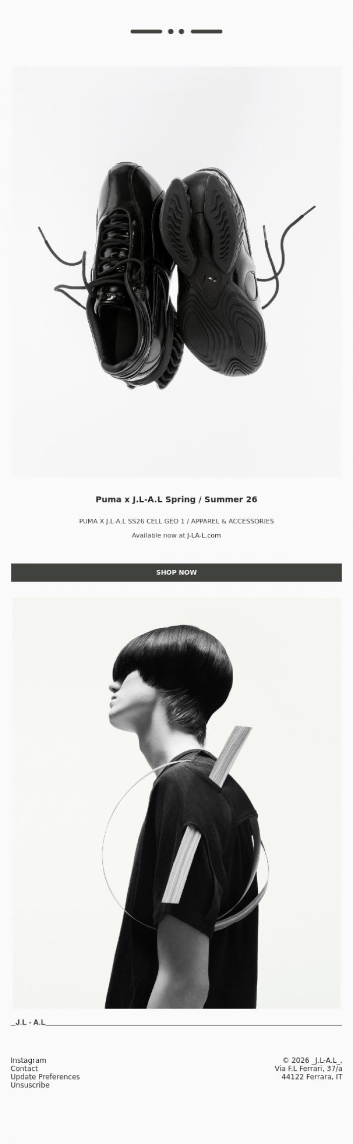 Email Design Inspiration from _J.L-A.L_, Puma x J.L-A.L Spring / Summer 26