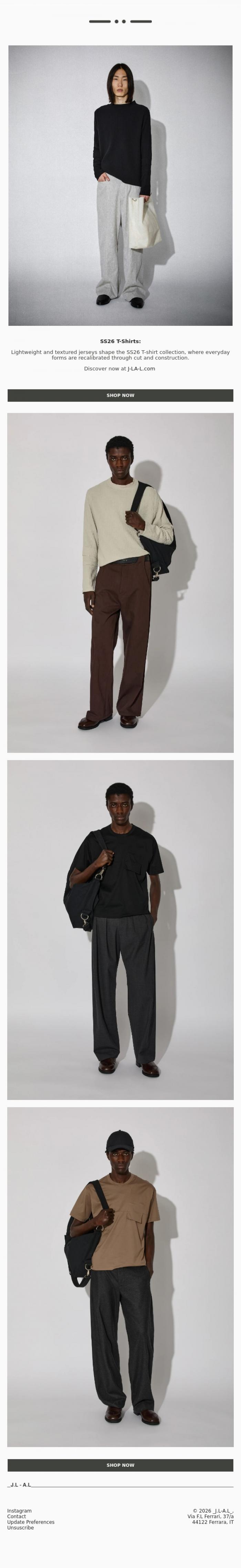 Email Design Inspiration from _J.L-A.L_, SS26 T-Shirts