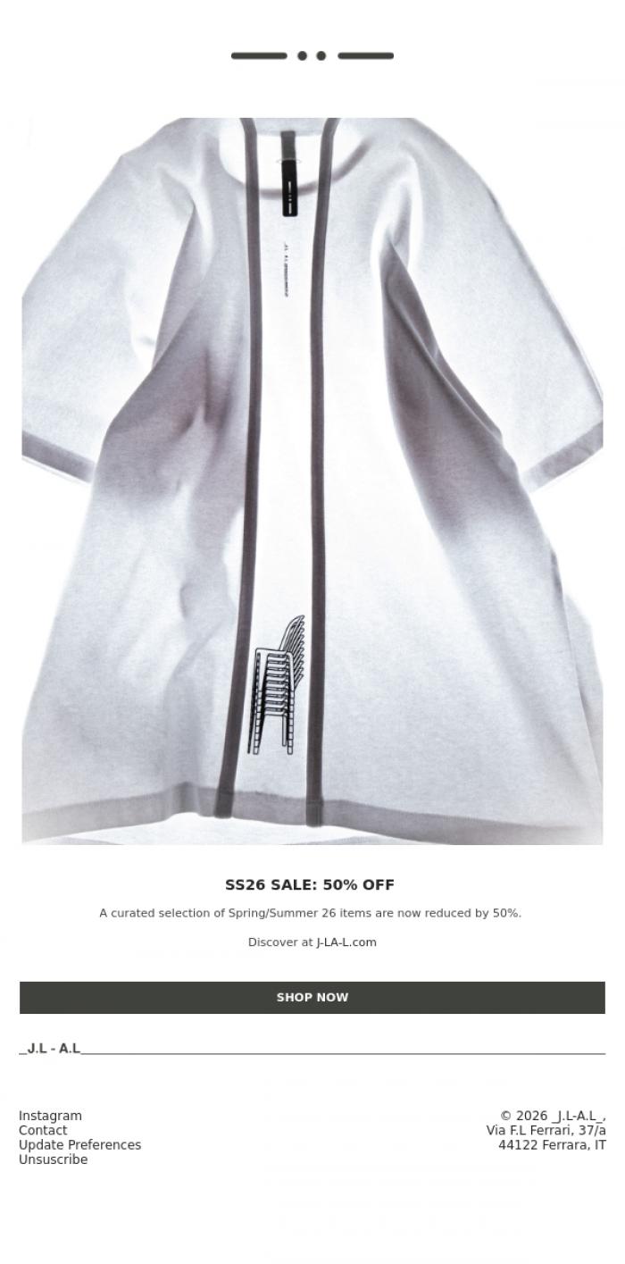 Email Design Inspiration from _J.L-A.L_, SS26 SALE: 50% OFF