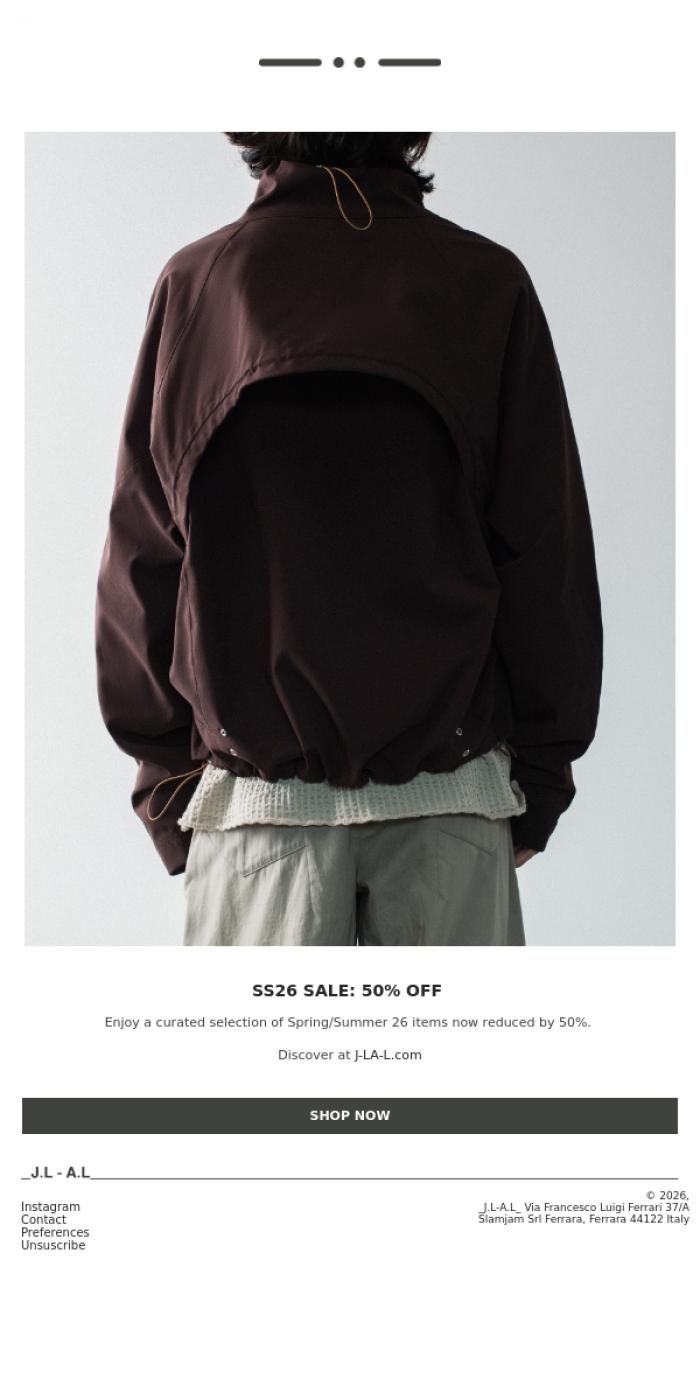 Email Design Inspiration from _J.L-A.L_, SS26 SALE: 50% OFF