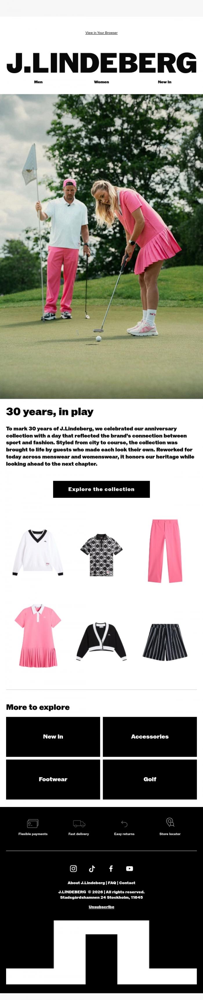 Email Design Inspiration from J.LINDEBERG, 30 Years of J.Lindeberg