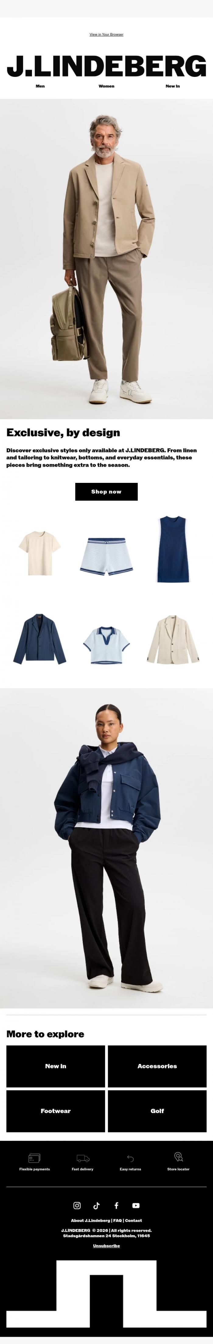 Email Design Inspiration from J.LINDEBERG, Only at J.LINDEBERG