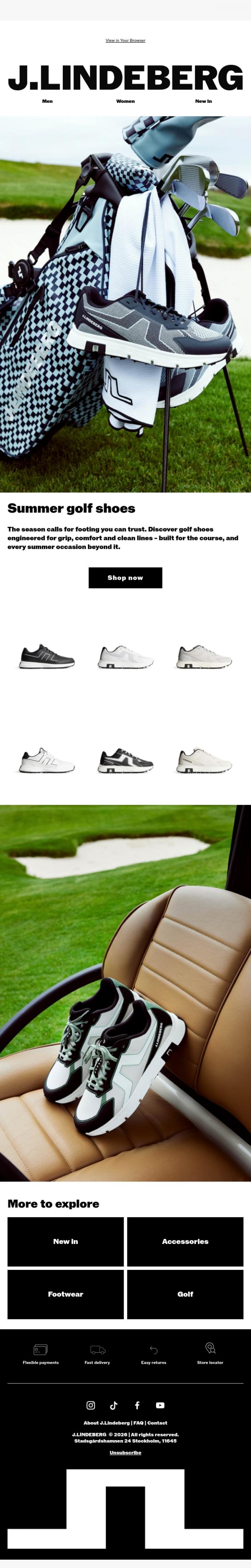 Email Design Inspiration from J.LINDEBERG, Step into summer golf