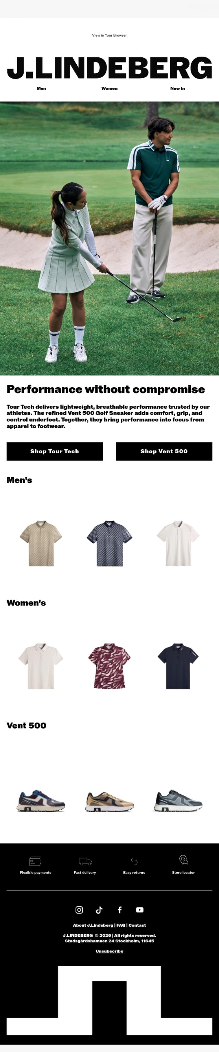 Email Design Inspiration from J.LINDEBERG, Upgrade your golf essentials