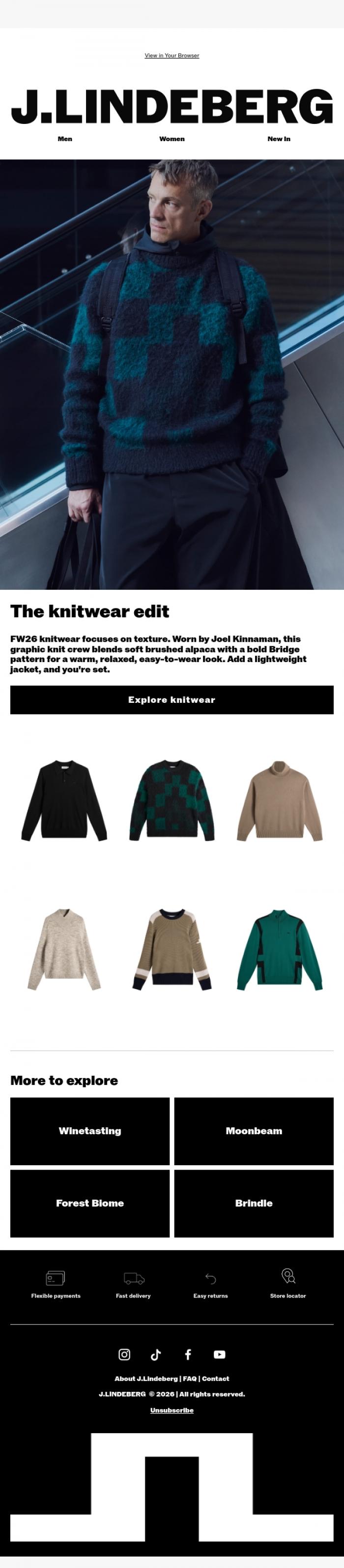 Email Design Inspiration from J.LINDEBERG, New in: Knitwear