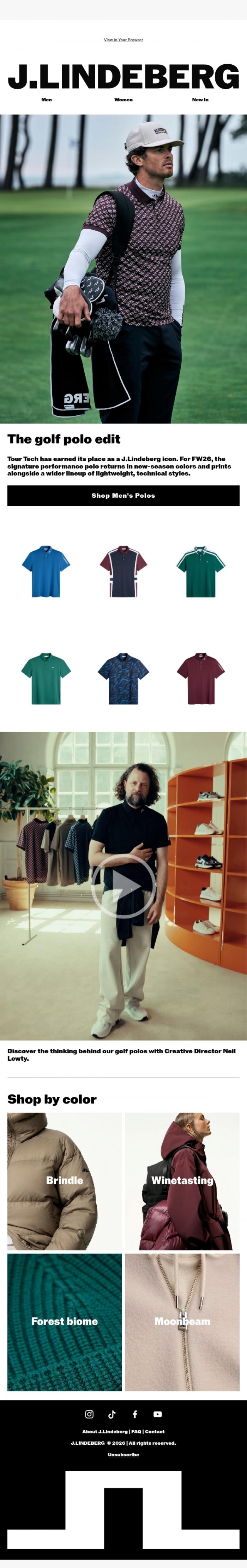 Email Design Inspiration from J.LINDEBERG, Men's golf polo edit