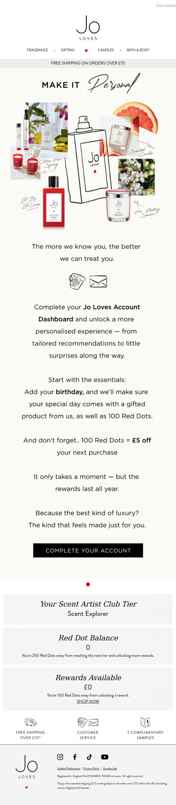 Email Design Inspiration from Jo Loves, We have updated your Account