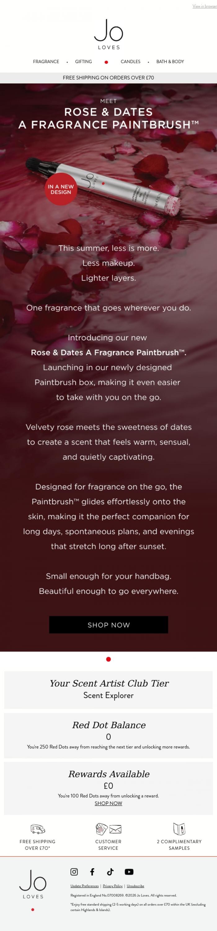 Email Design Inspiration from Jo Loves, NEW: Rose & Dates A Fragrance Paintbrush&trade;