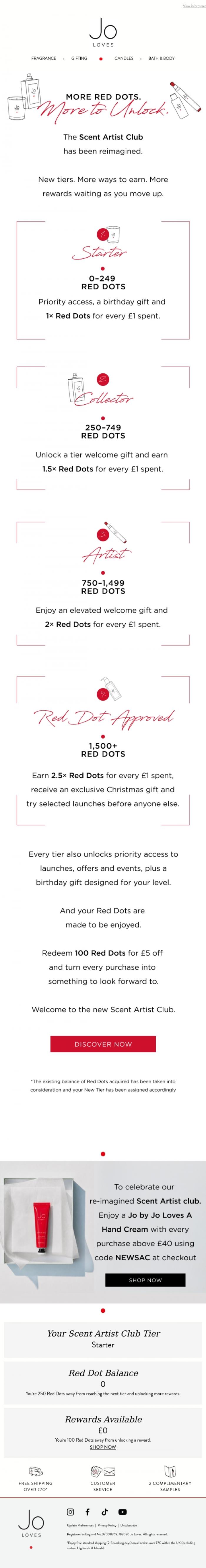 Email Design Inspiration from Jo Loves, A New Chapter for the Scent Artist Club