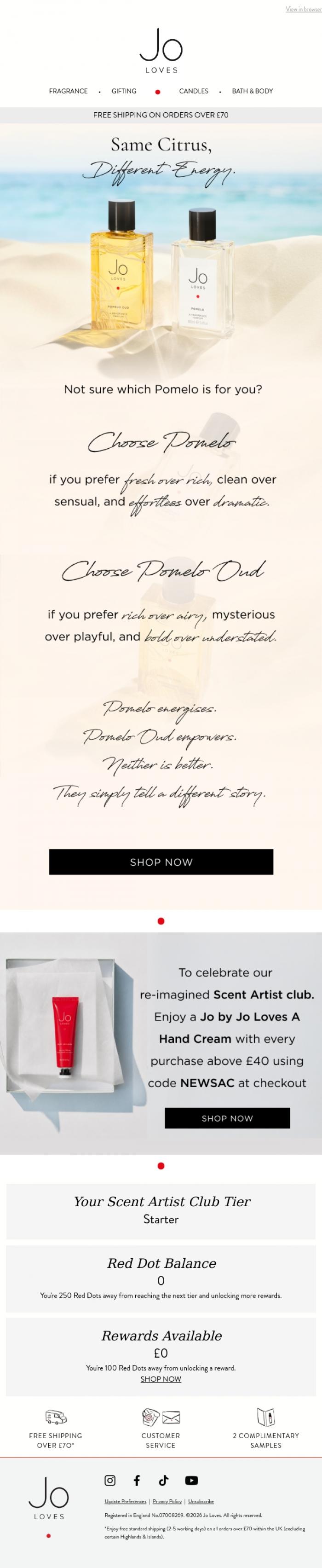 Email Design Inspiration from Jo Loves, Pomelo or Pomelo Oud?