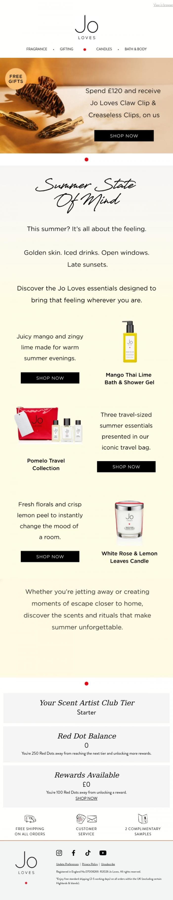 Email Design Inspiration from Jo Loves, A Summer State Of Mind