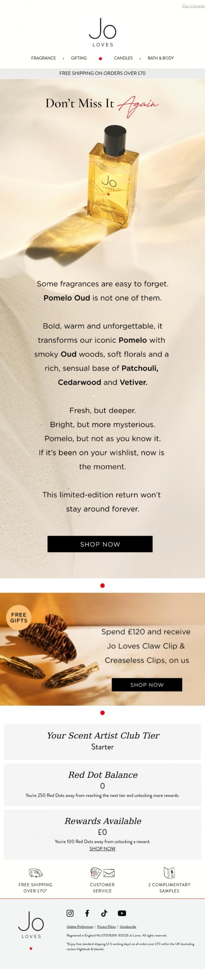 Email Design Inspiration from Jo Loves, Still Thinking About Pomelo Oud?