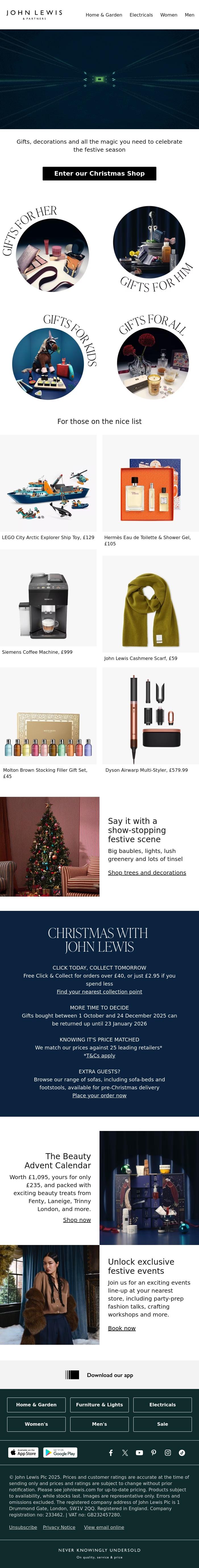 Email Design Inspiration from John Lewis & Partners, Ready to enter our Christmas Shop?