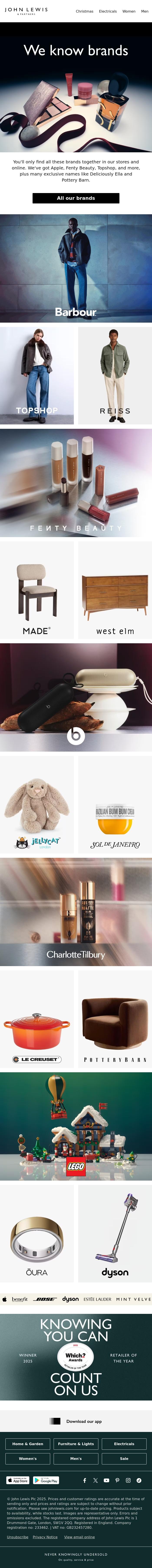 Email Design Inspiration from John Lewis & Partners, Over 1,800 brands and counting