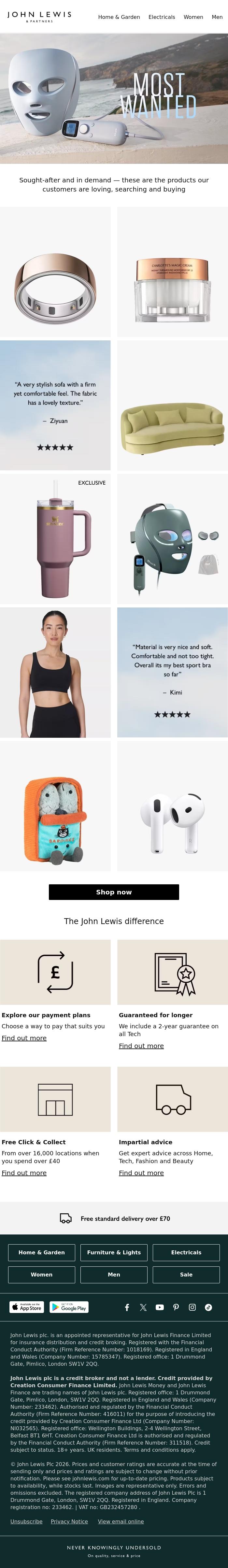 Email Design Inspiration from John Lewis & Partners, Our customers are obsessed with these