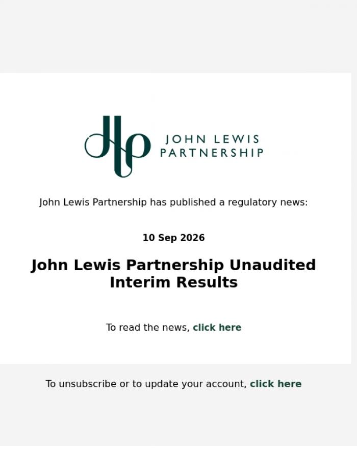 Email Design Inspiration from John Lewis Partnership, John Lewis Partnership email alerting service