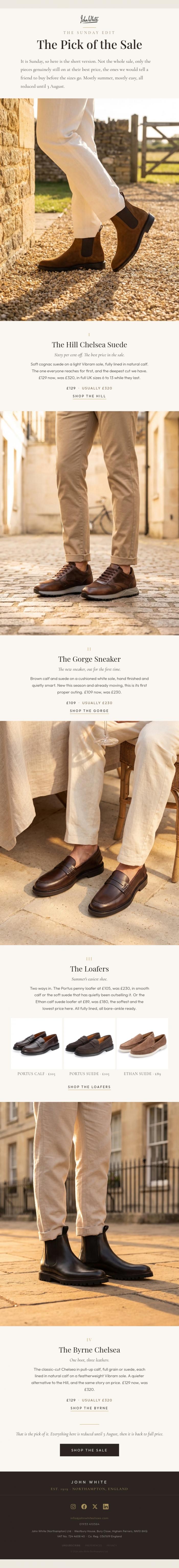 Email Design Inspiration from John White Shoes, Sunday. The pick of the sale.