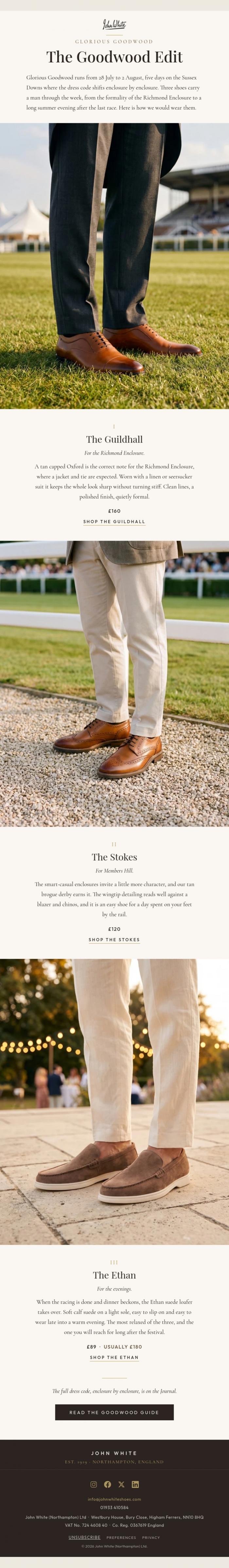 Email Design Inspiration from John White Shoes, What to wear at the races