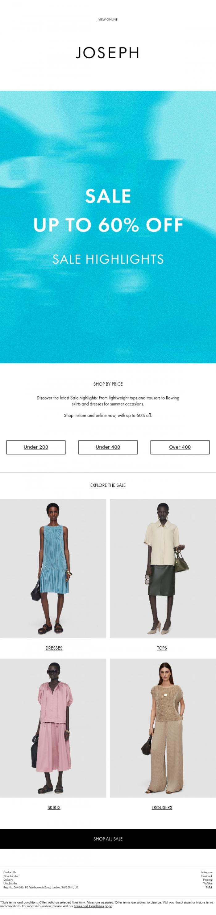 Email Design Inspiration from JOSEPH, Sale | Discover the highlights