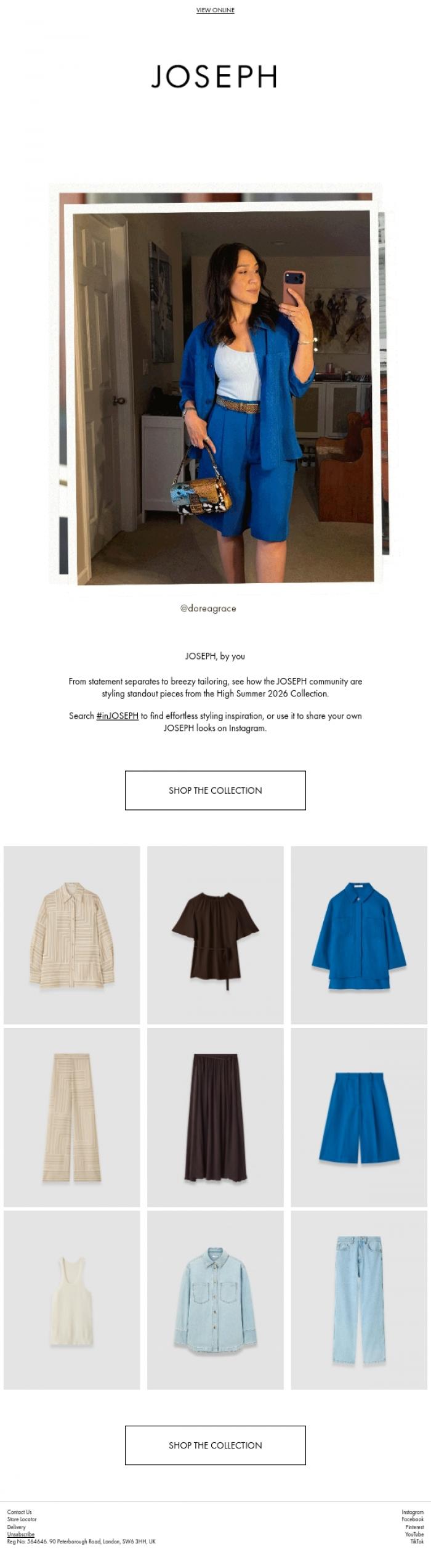 Email Design Inspiration from JOSEPH, Summer #inJOSEPH