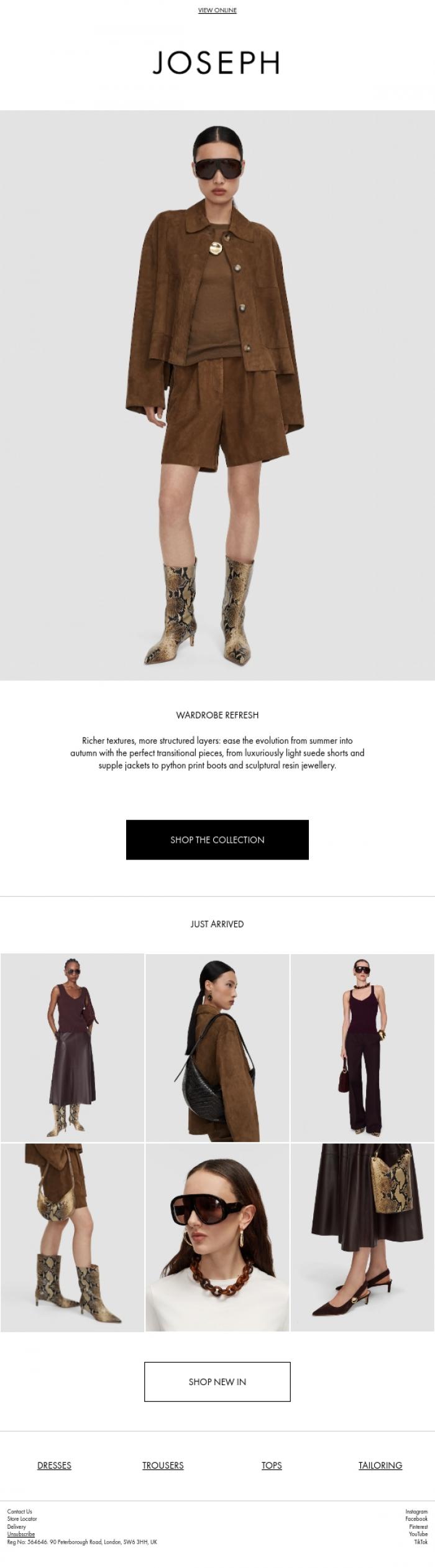 Email Design Inspiration from JOSEPH, Perfect transitional pieces