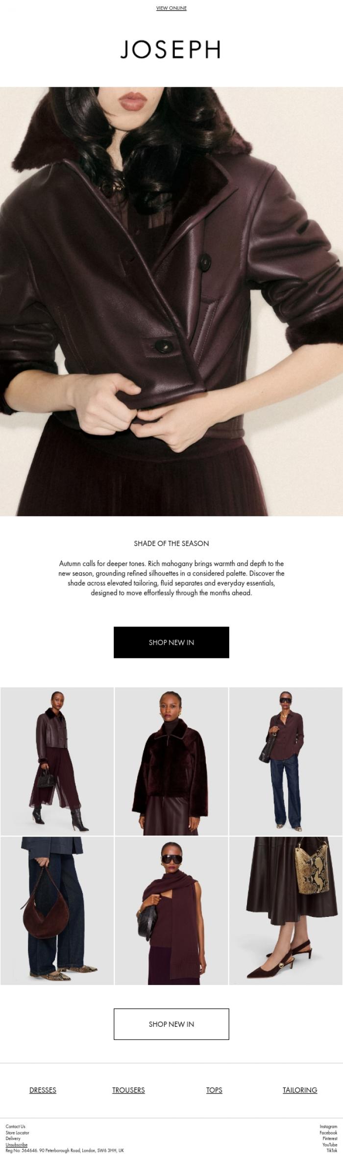 Email Design Inspiration from JOSEPH, New Season Shades