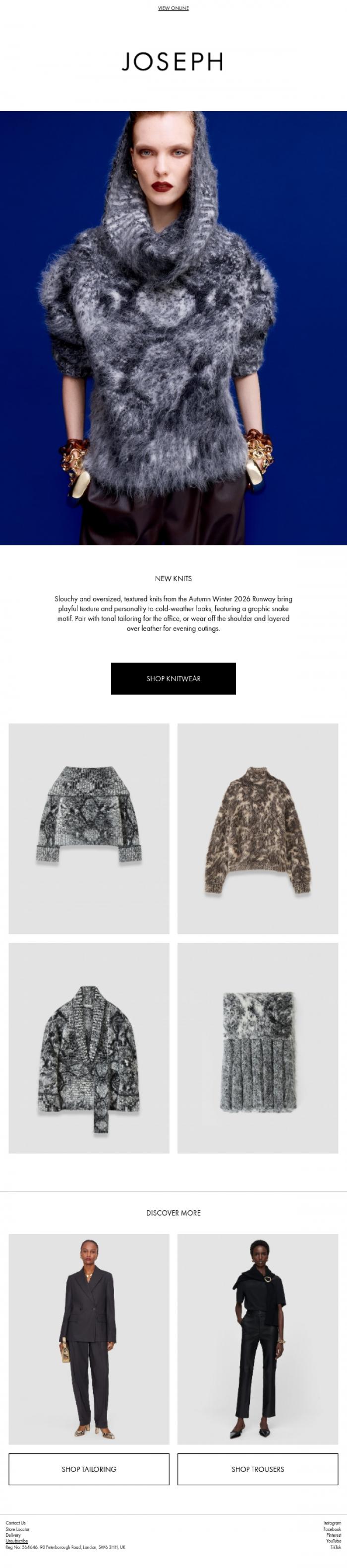 Email Design Inspiration from JOSEPH, Playful knits to bring personality