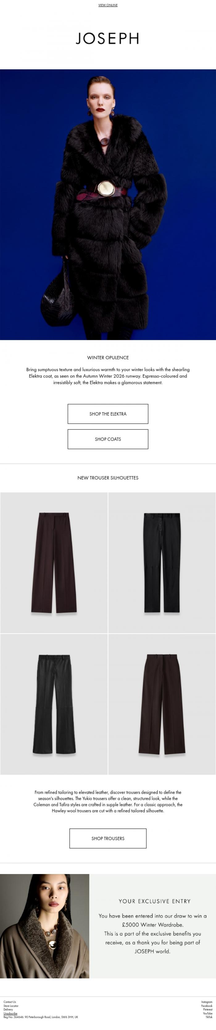 Email Design Inspiration from JOSEPH, Statement shearling from the runway