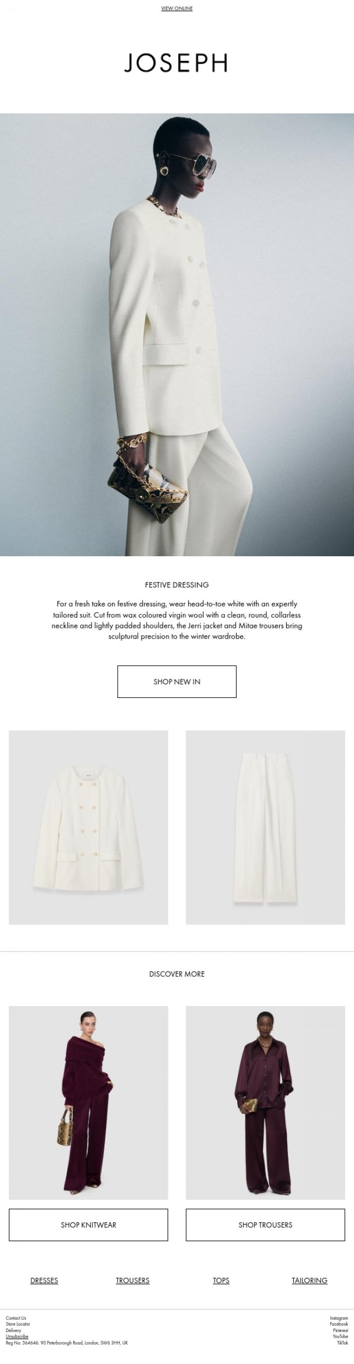 Email Design Inspiration from JOSEPH, Sculptural precision