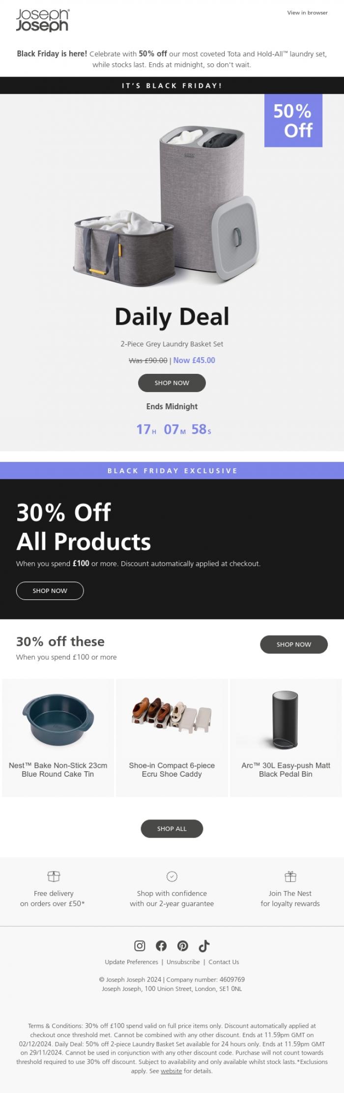 Email Design Inspiration from Joseph Joseph, Be Quick: 50% OFF our viral laundry set &rarr;