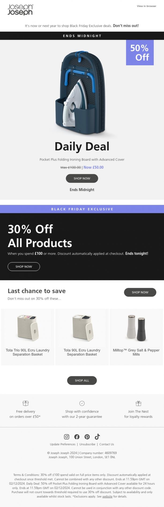 Email Design Inspiration from Joseph Joseph, FINAL DAILY DEAL: LAST CHANCE TO SHOP