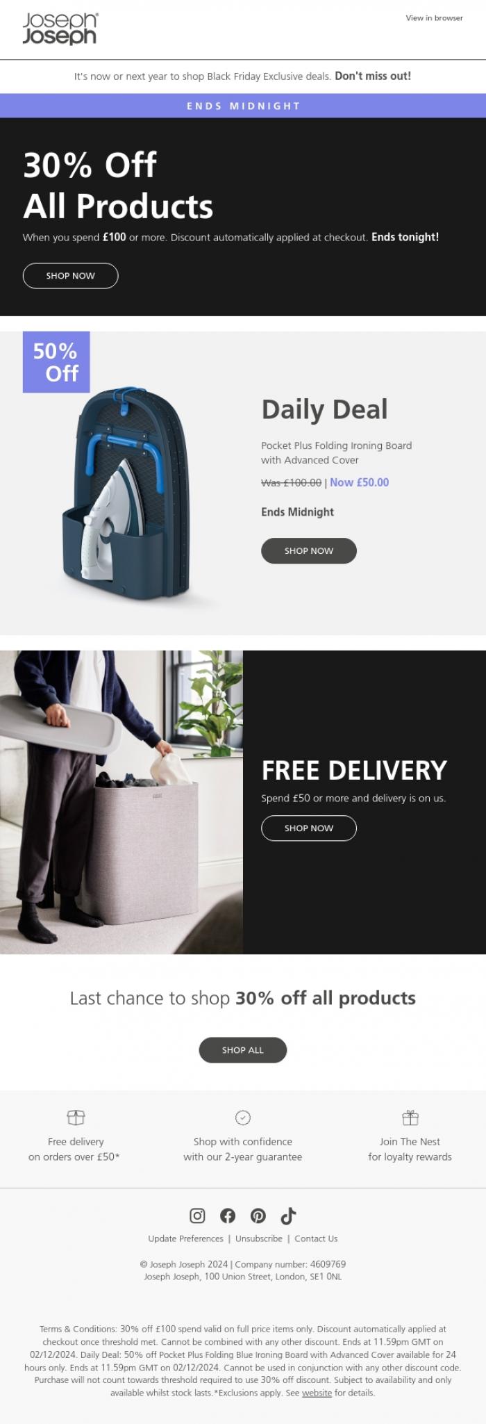 Email Design Inspiration from Joseph Joseph, FINAL HOURS: 30% off ALL products