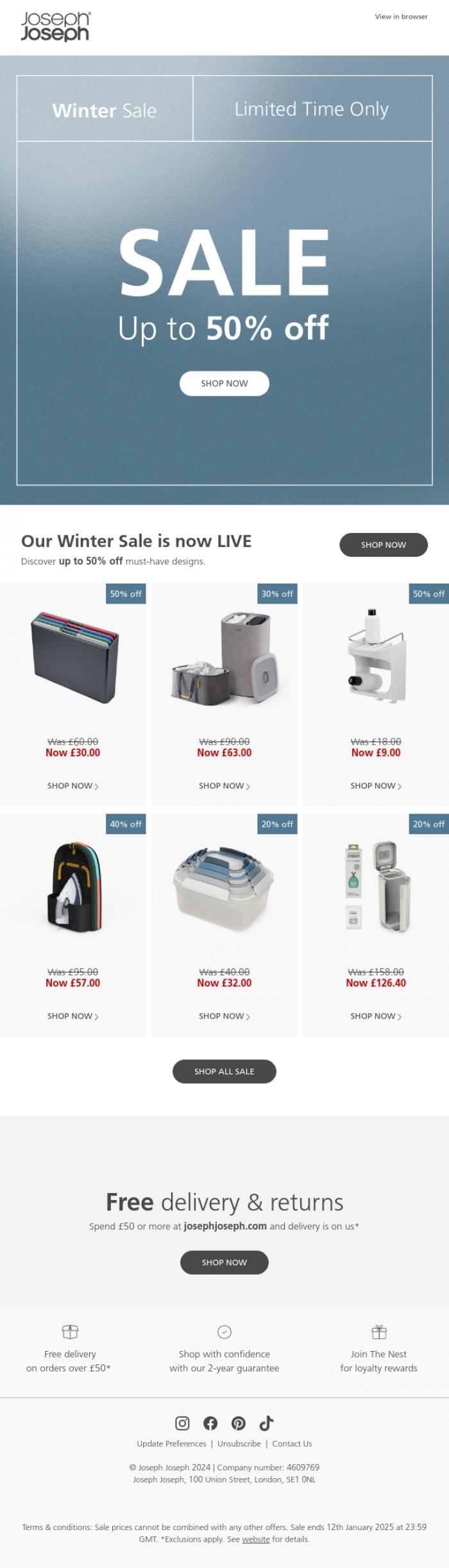 Email Design Inspiration from Joseph Joseph, Our Winter Sale is here!