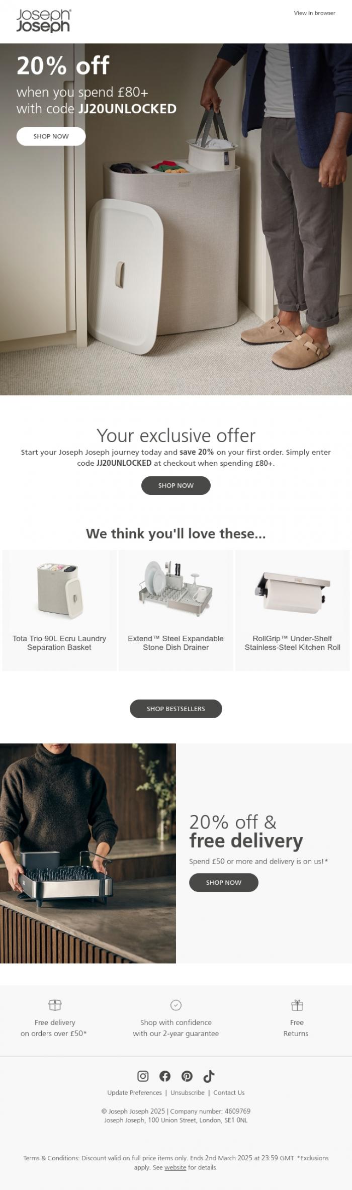 Email Design Inspiration from Joseph Joseph, Don't miss your EXCLUSIVE offer