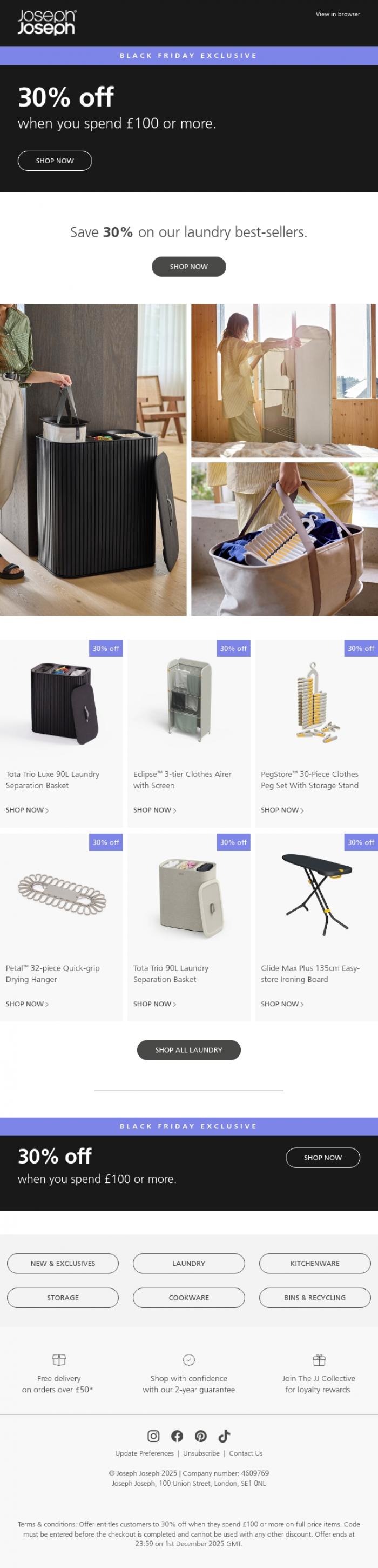 Email Design Inspiration from Joseph Joseph, Black Friday Exclusive Continues