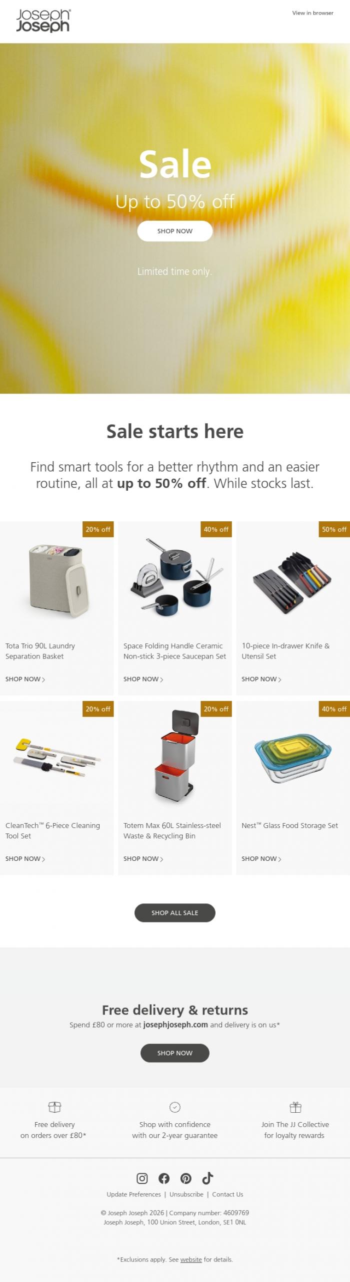 Email Design Inspiration from Joseph Joseph, Our sale is now live