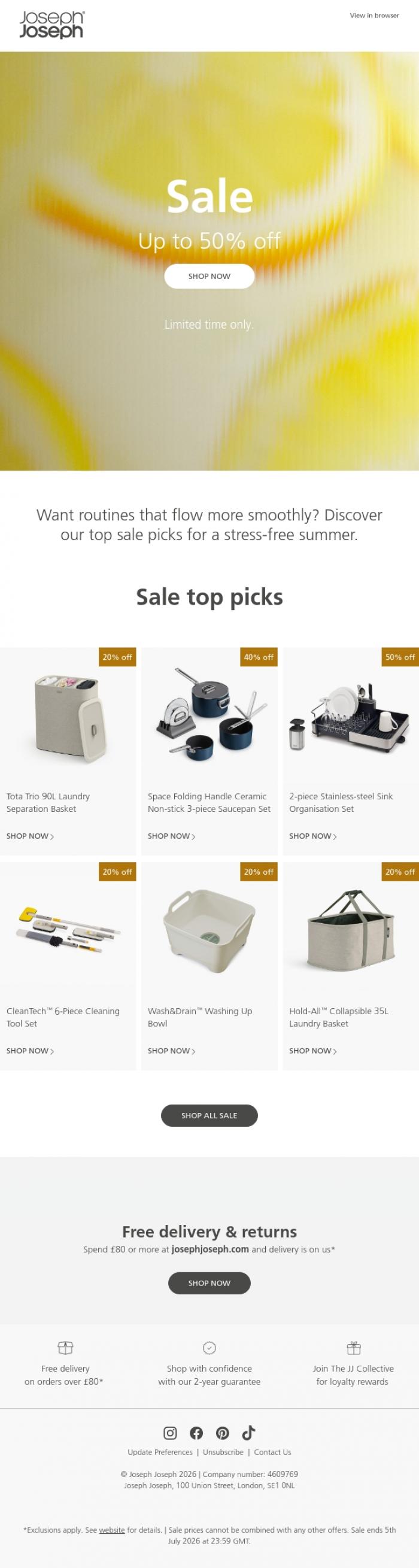 Email Design Inspiration from Joseph Joseph, Sale favourites